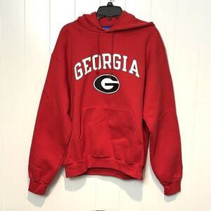 Vtg Champion Adult Unisex Hoodie Sweatshirt Pullover Georgia Red Size L